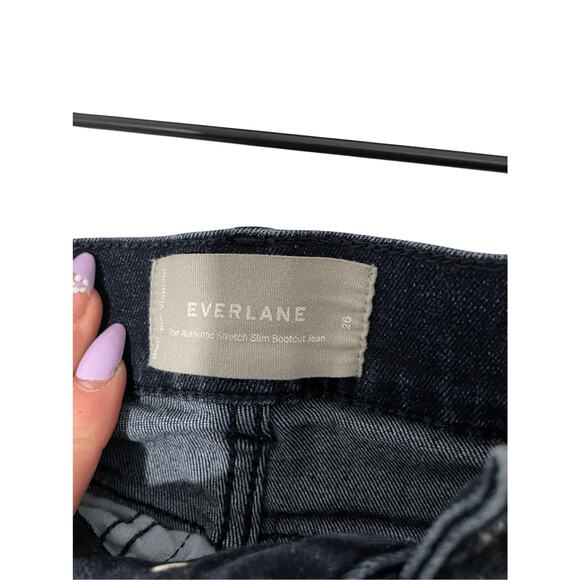 Everlane Authentic Stretch Slim BootCut Dark Wash Jeans Sz 26 Rodeo Cowboy - Picture 2 of 7